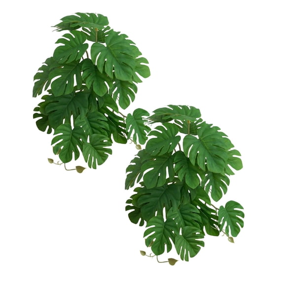 2Pcs Reptile Plants for Terrarium Decor,Amphibian Habitat Decor,Artificial Plants for Gecko Chameleon Snake Tortoise Tank Accessories with Base