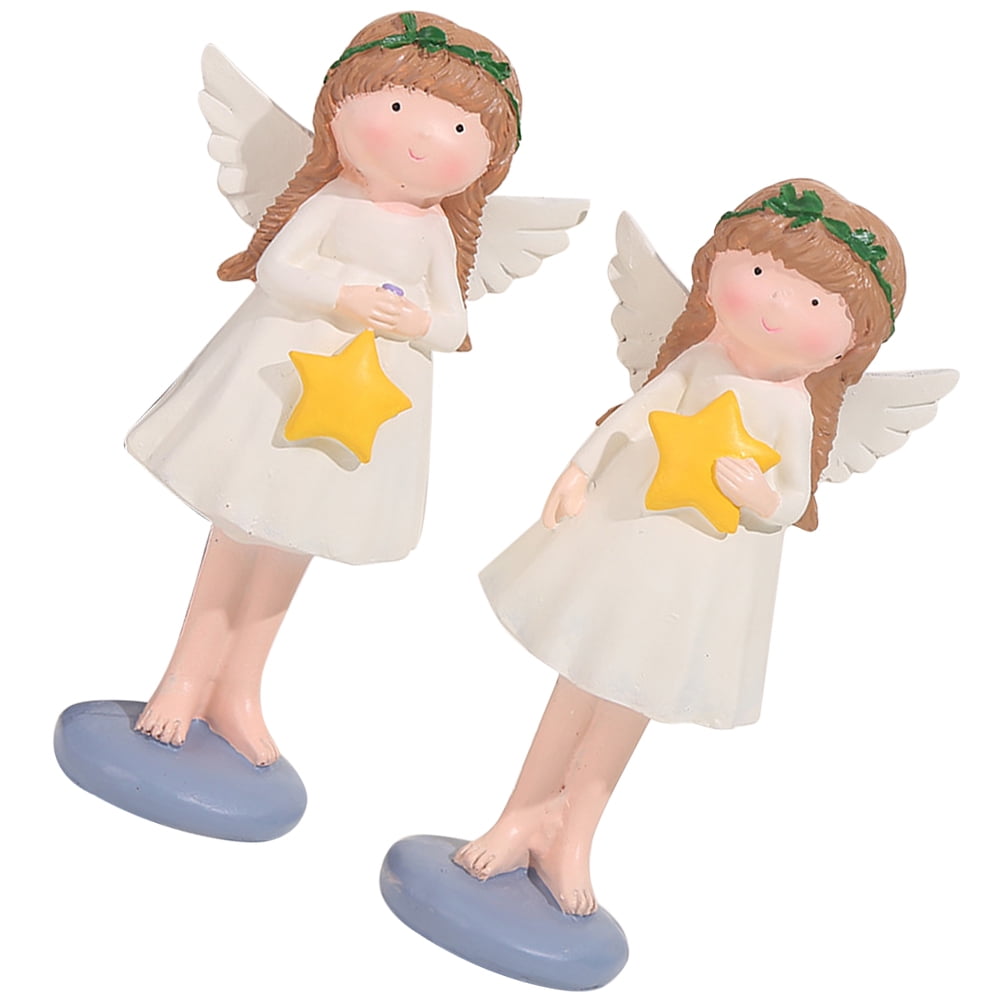 2Pcs Resin Angel Figure Angel Model Adorable Angel Figurine Desktop