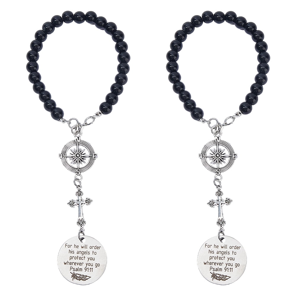 2Pcs Resin Bead Alloy Pendant Decorations Christian Themes with Flat ...