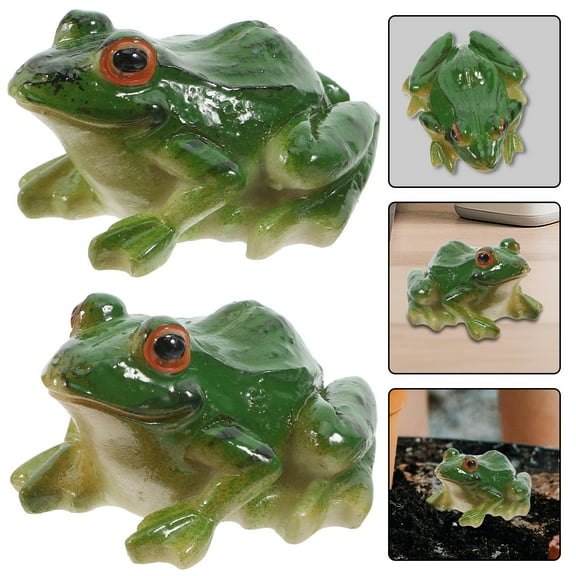 YEAHIBABY 2Pcs Realistic Garden Frog Green Resin Frog Prop