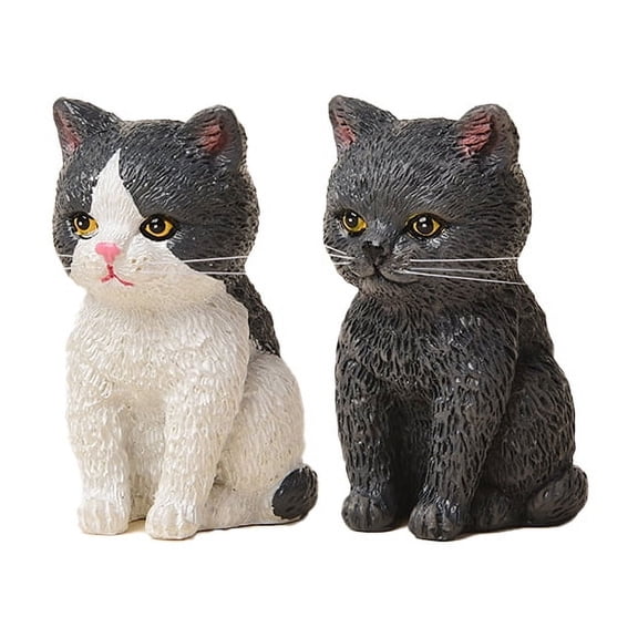 2Pcs Resin Mini Cat Figurines Ornament,Miniature Desk Accessories - Perfect Cute Cat Gift for Cat Lovers,Style F