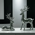 thumbnail image 1 of 2Pcs Resin Reindeer Statue Small Christmas Seated And Standing Deer Figurine, Reindeer Ornaments For Living Room, Wine Cabinet, Display Stand, Bedroom, Office Desktop, 1 of 5