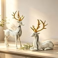 thumbnail image 1 of 2Pcs Resin Reindeer Statue Small Christmas Seated And Standing Deer Figurine, Reindeer Ornaments For Living Room, Wine Cabinet, Display Stand, Bedroom, Office Desktop, 1 of 4