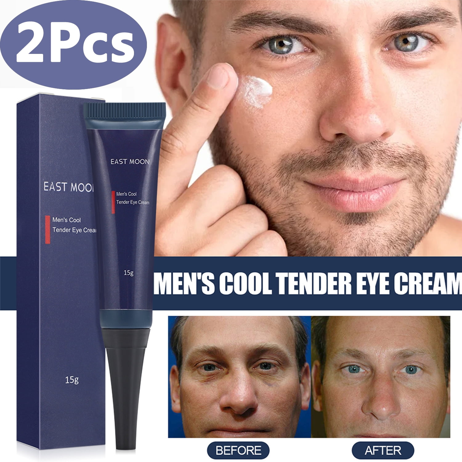 2Pcs Retinol Men’s Eye Cream, Mens Eye Cream Anti Aging Bags & Dark