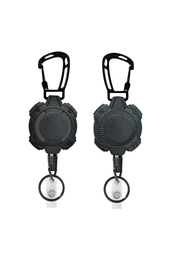 2Pcs Retractable Keychain Heavy Duty ABS 31-Inch - Stainless Steel Wire & Carabiner Clip for ID Badges & Car Keys