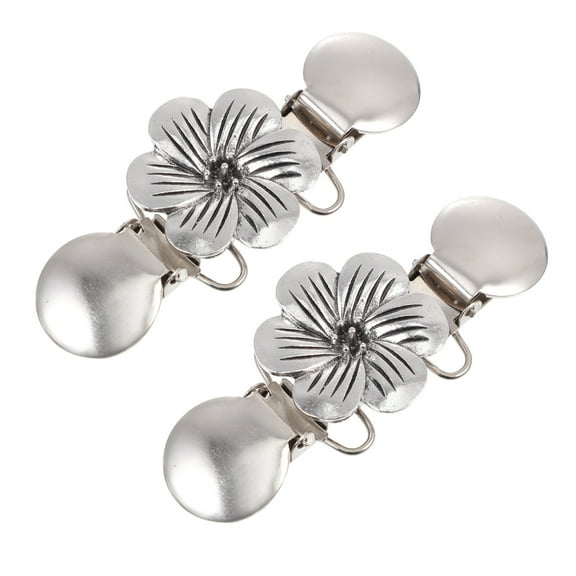 2Pcs Retro Cardigan Clips Personalized Shawl Clips Retro Flower Sweater Clamps