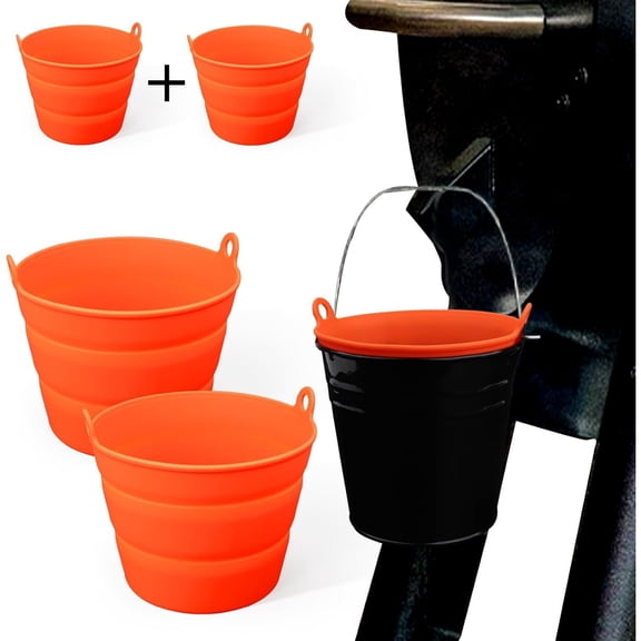 2Pcs Reuasble Silicone Grease Bucket Liners,4.9x3.5x4.1In Durable Drip Tray Liner,Silicone Grill Cooking Accessories for Traeger(Red)