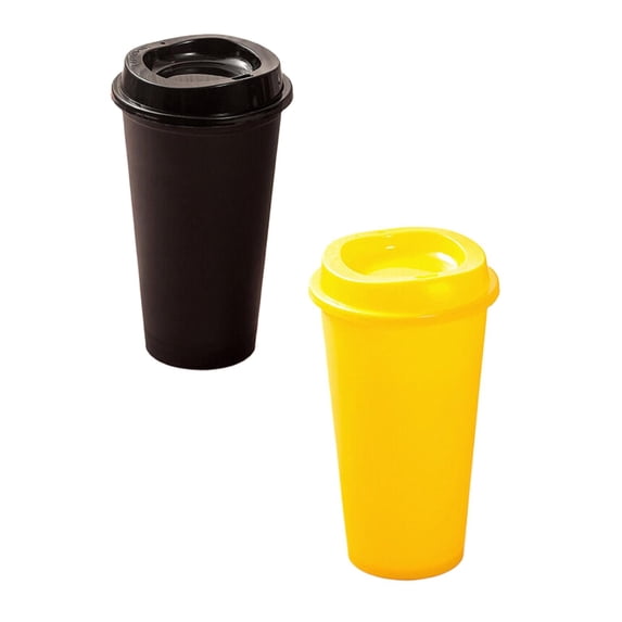 2Pcs Reusable Coffee Cups with Lids 475ml Portable Plastic Tea Tumblers Coffee Travel Mug, Travel Cups Bulk Plastic to Go Coffee Tumblers for DIY Hot Cold Drink Birthdays Party
