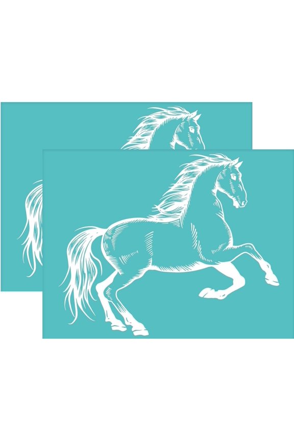 2Pcs Reusable Mesh Transfers Stencil Horse Pattern Silk Screen Stencil for Painting on Wood DIY T-Shirt Fabric Decoration 22x28cm / 11x8.66 inch Brown