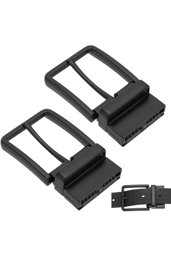 2Pcs Reversible Belt Buckle Replacement Men's Belt Rotated Buckle Rectangle Universal Jeans Belt Loop Ring