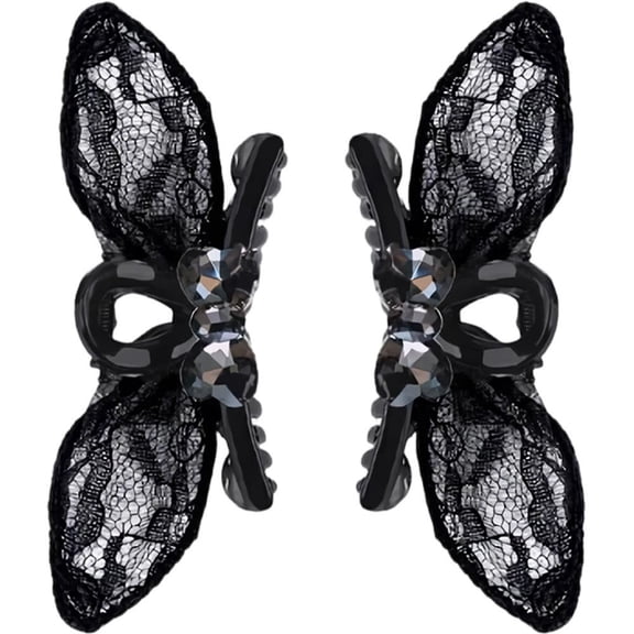 2Pcs Rhinestone Bow Hair Claw Clips, Side Bangs Barrettes, 1.18x2.36inch