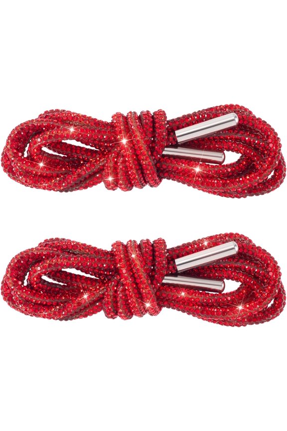 2Pcs Rhinestone Glitter Ropes, Crystal Bling Bling Shiny Round Shoe Laces for Sneakers, Drawstring Cords Replacement - 47 inch / 120 cm