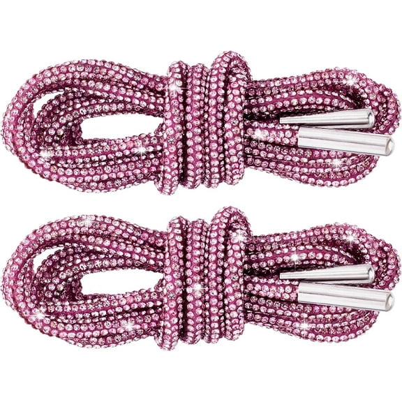 2Pcs Rhinestone Glitter Ropes, Crystal Bling Bling Shiny Round Shoe Laces for Sneakers, Drawstring Cords Replacement - 47 inch / 120 cm