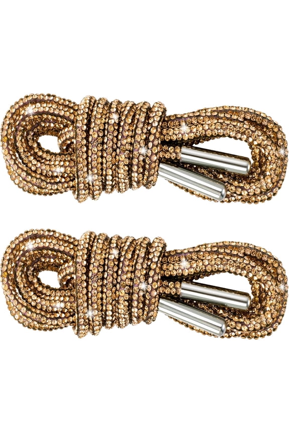 2Pcs Rhinestone Glitter Ropes, Crystal Bling Bling Shiny Round Shoe Laces for Sneakers, Drawstring Cords Replacement - 47 inch / 120 cm