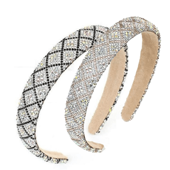 2Pcs Rhinestone Headbands for Women Girls, Sparkly Crystal Headband Non Slip, Hair Hoop Tooth Hair Bands,Comfortable Daily Prom Party Head Accessories