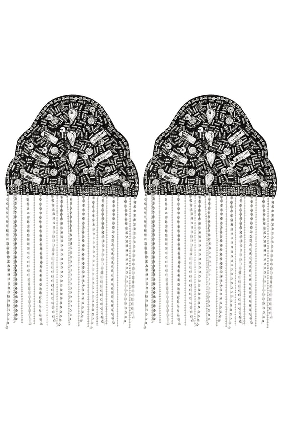 2Pcs Rhinestone Shoulder Badge Rhinestone Chain Tassel Shoulders Epaulettes Shoulder Brooch Pin Garment Accessories for Jackets Metal Punk Fringe Length:20cm Clear