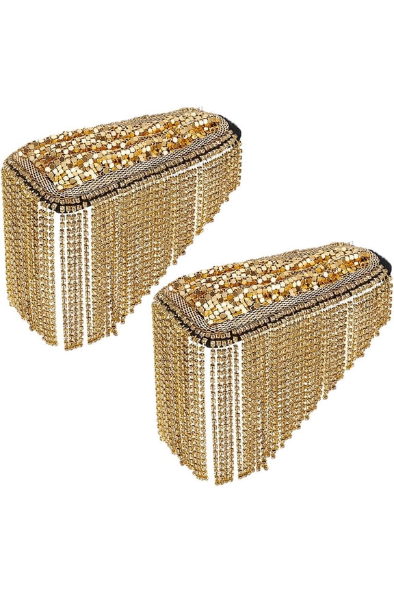 2Pcs Rhinestone Shoulder Tassel Shoulder Link Chain Epaulet Retro Shoulder Badge Punk Epaulette Shoulder Brooch Pin for Men Women diy