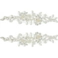 thumbnail image 1 of 2Pcs Rhinestones lace Trim Patches Flower Embroidery Lace Trim White Sequin Bead Floral Embroidered Polyester Sew on Applique Patches for Bridal Wedding Dance Costume, 1 of 6