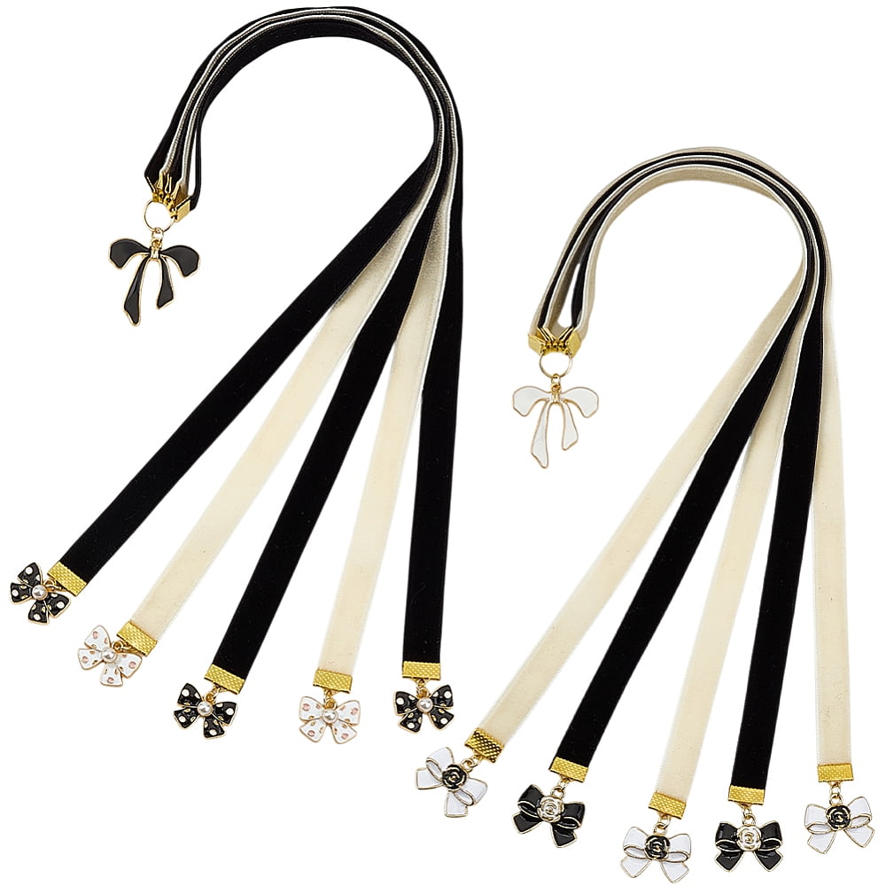 Bable Ribbon 2Pcs Ribbon Bookmark Velvet Ribbons Bible Bookmarks Black White Velvet ...