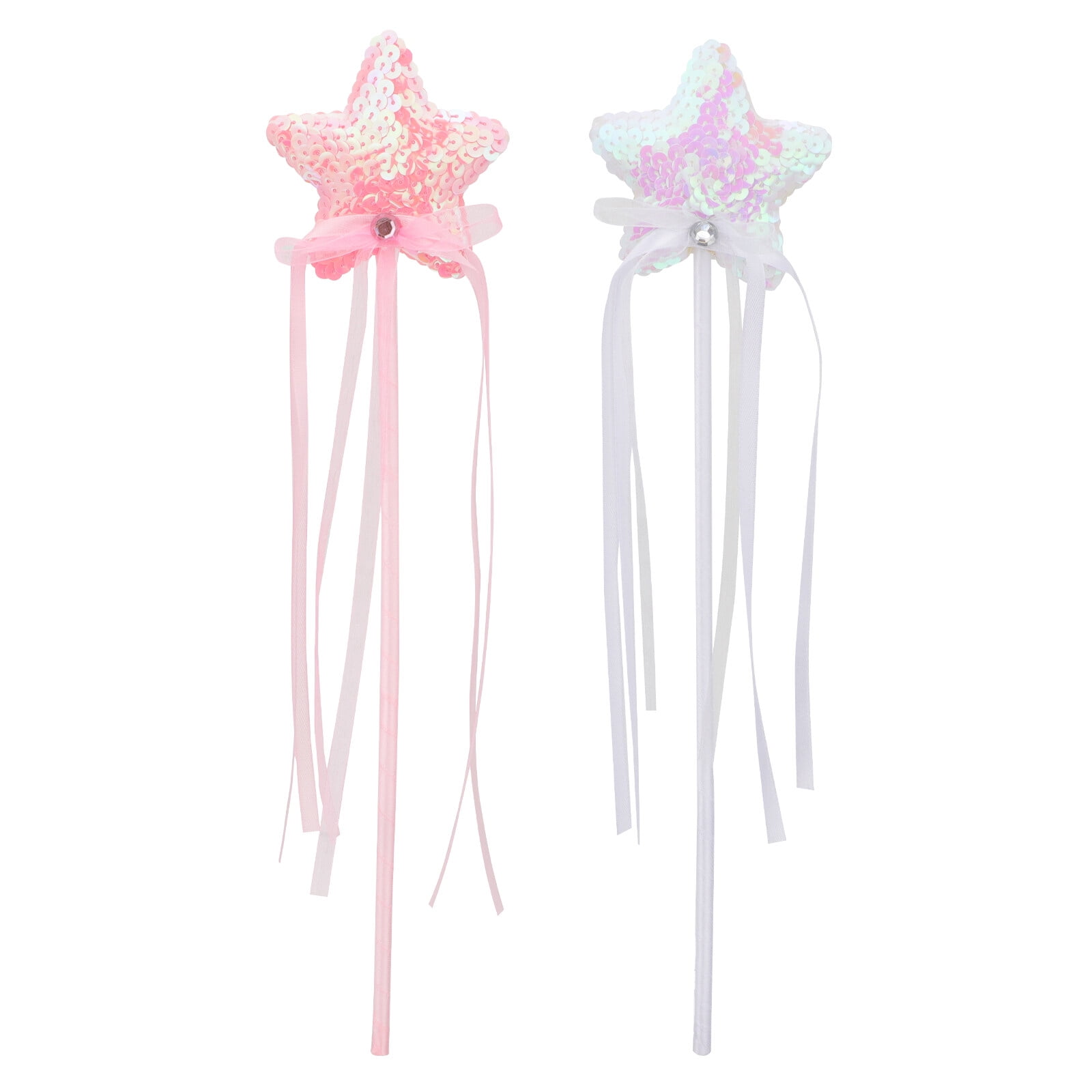 2Pcs Ribbon Design Fairy Wands Decorative Fairy Wand Toys Star Shape Fairy Stick Kids Playthings