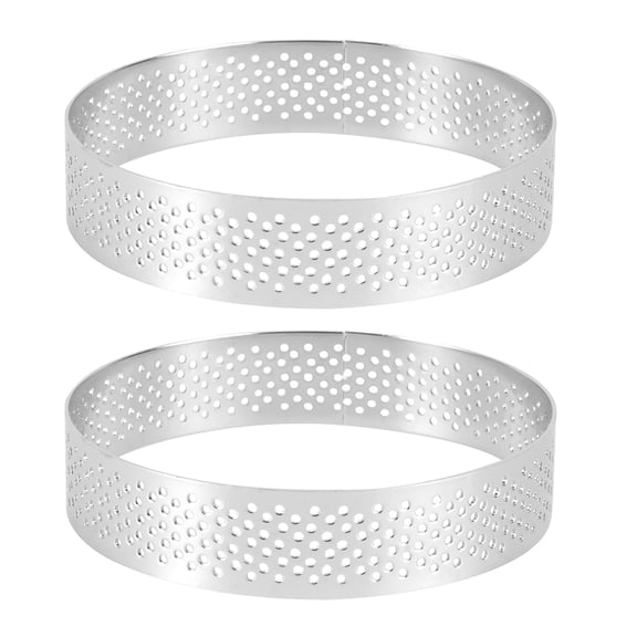 FOMIYES 2Pcs Anti Rust Stainless Steel Tart Rings Round Cake Mold for Baking