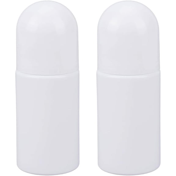 2Pcs Roll-on Bottles 50ml Essential Oil Roller Bottles White Plastic Anti-perspirant Empty Reusable Deodorant Bottle Leak-Proof Refillable