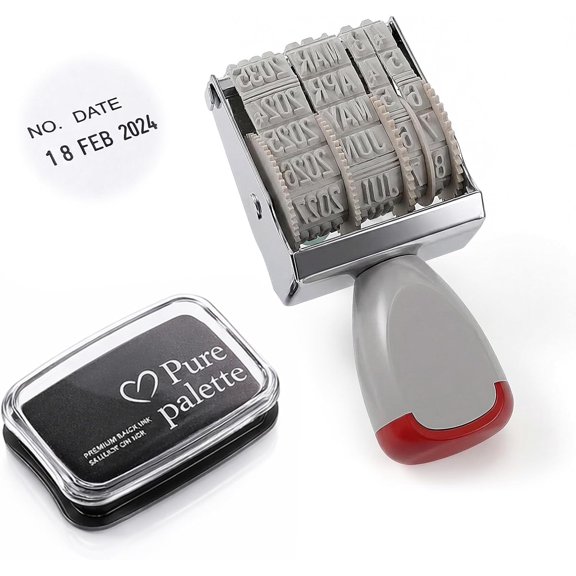 2Pcs Roller Date Stamp, Retro Small Adjustable Self Inking Date Stamper, Dates Stamper Inking Day Month Year, with Wooden Handle & Base, for Art DIY Craft Card Making Planner Scrapbooking