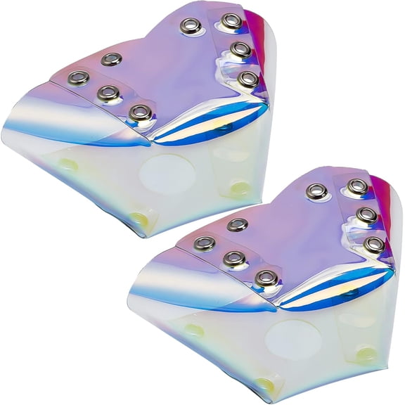 2Pcs Roller Skate Toe Guards Iridescent Ice Hockey Skate Accessories Holographic Toe Cap Guard Protectors Roller Skate Derby Speed with Iron Finding for Professional Quad Roller Colorful DIY