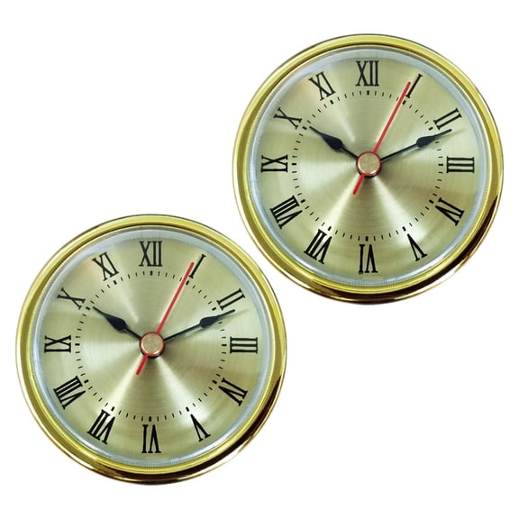 2Pcs Roman/Arabic Numerals Quartzs Clock Insert 65MM Gold Silver Trim Design Clock Parts for Easy Crafting Clock Repair