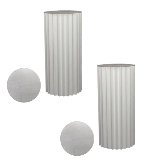 2Pcs Roman Column Pedestal Foldable Cardboard Cylinder Stands,Paper Display Stands,Strong Load Bearing Capacity,For Catering Jewelry Wedding,Party Banquet Decor White