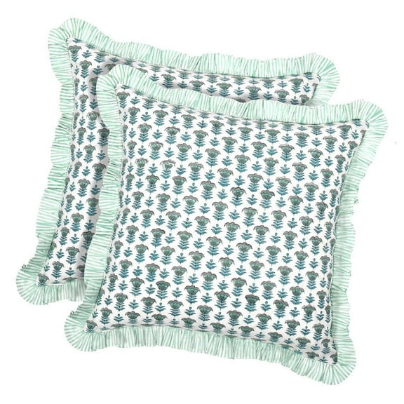 2Pcs Romantics Country Styles Flower Throw Pillow Covers Ruffled Edges Design