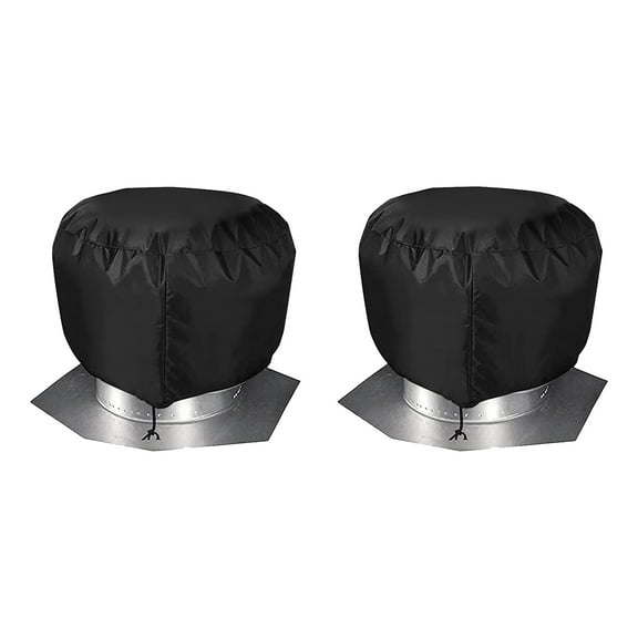 2Pcs Roof Vent Cover House Turbine Hoods Shield Canvas 20Inch X Black