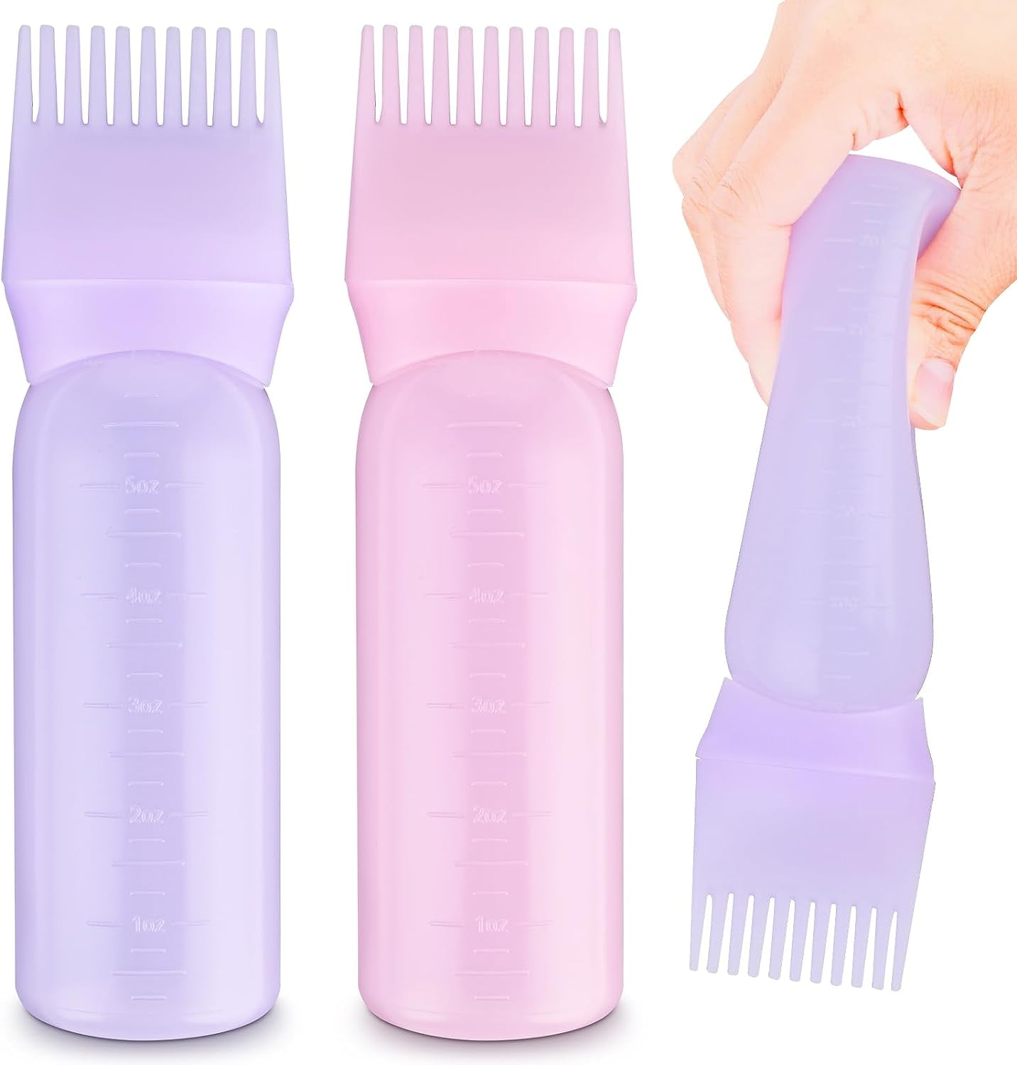 2Pcs Root Comb Applicator Bottle, 6 OZ Hair Oil Applicator Bottle for