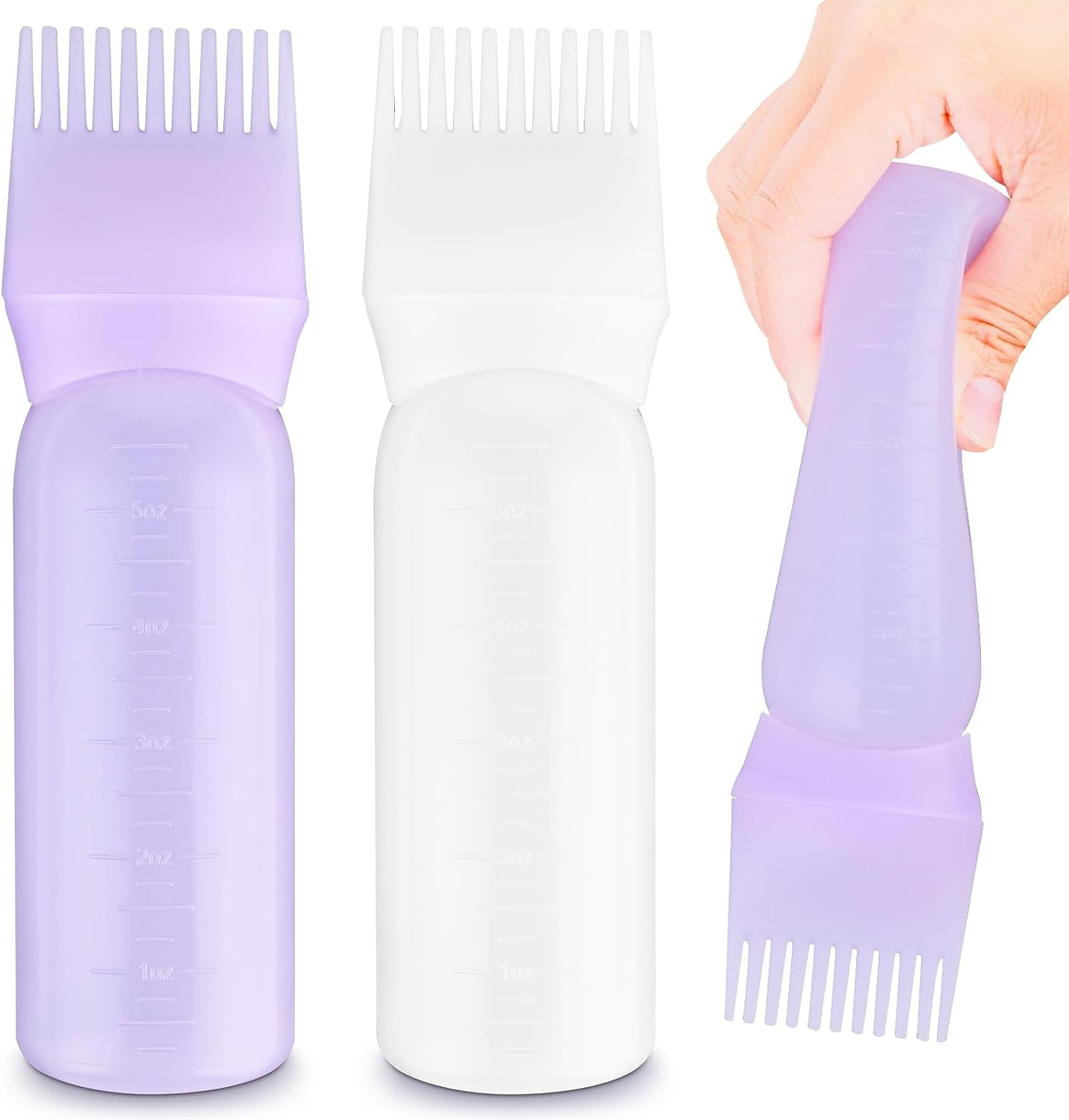 2Pcs Root Comb Applicator Bottle, 6 OZ Hair Oil Applicator Bottle for