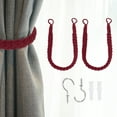 thumbnail image 1 of 2Pcs Rope Curtain Tiebacks, 23.6" Cotton Hand-Woven Curtain Holdback, Wine Red, 1 of 7