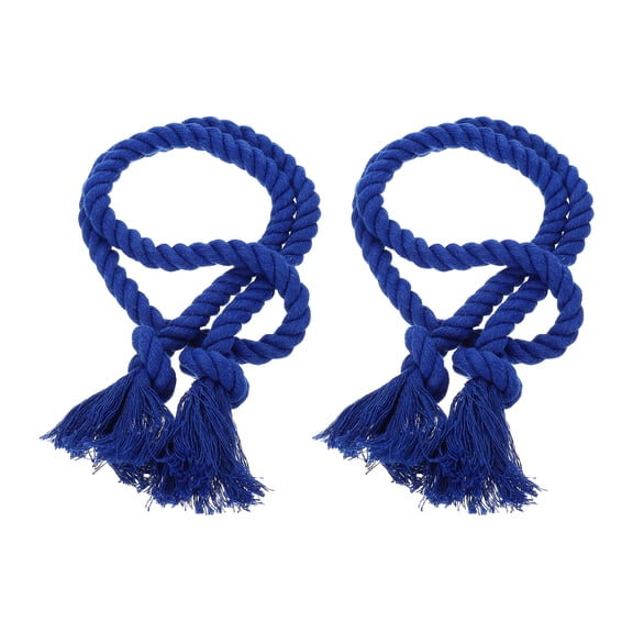 2Pcs Rope Curtain Tiebacks, 30" Polyester Tassel Curtain Holdback, Dark Blue