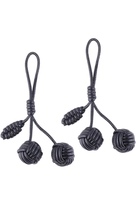 2Pcs Rope Knot Charms Silver Braid PU Leather Big Key Chain Woven Ball Baseball Bag Purse Charm Car Accessories for Handbag Backpack