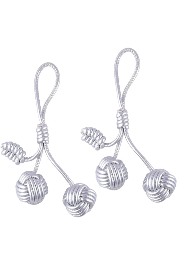 2Pcs Rope Knot Charms Silver Braid PU Leather Big Key Chain Woven Ball Baseball Bag Purse Charm Car Accessories for Handbag