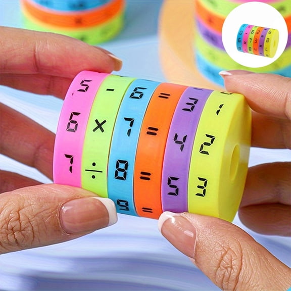 2Pcs Rotating Math Learning Pillar Puzzle Toy, Colorful Number Operation Rotating Cylinder Educational Math Game Toy for Kids Early Arithmetic Learning