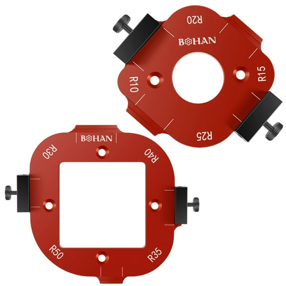 2Pcs Round Corner Radius Template Aluminum Alloy Radius Jig Router Template 4 in 1 Arc Angle Positioning Template Corner Radius Positioning Jig R10 R15 R20 R25 R30 R35 R40 R50