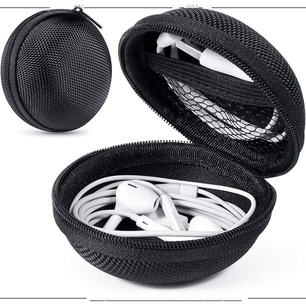 2Pcs Round Earphone Earbud Carrying Case Holder Lightweight Mini