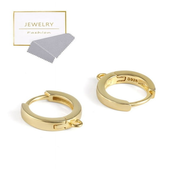 2Pcs Round Hooks 14K Gold Plated Ear Hoops with Open Loops for Man Women Styling Dangle Earring DIY Findings