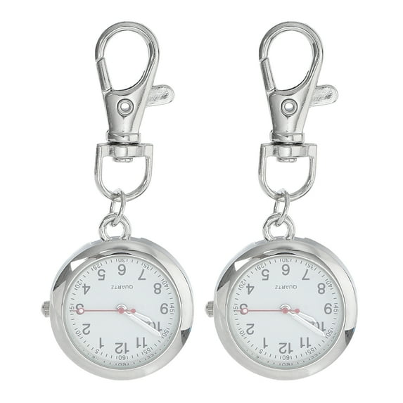 2Pcs Round Keyring Watch Classic Nurse Students Pocket Watch Hanging Fob Watches