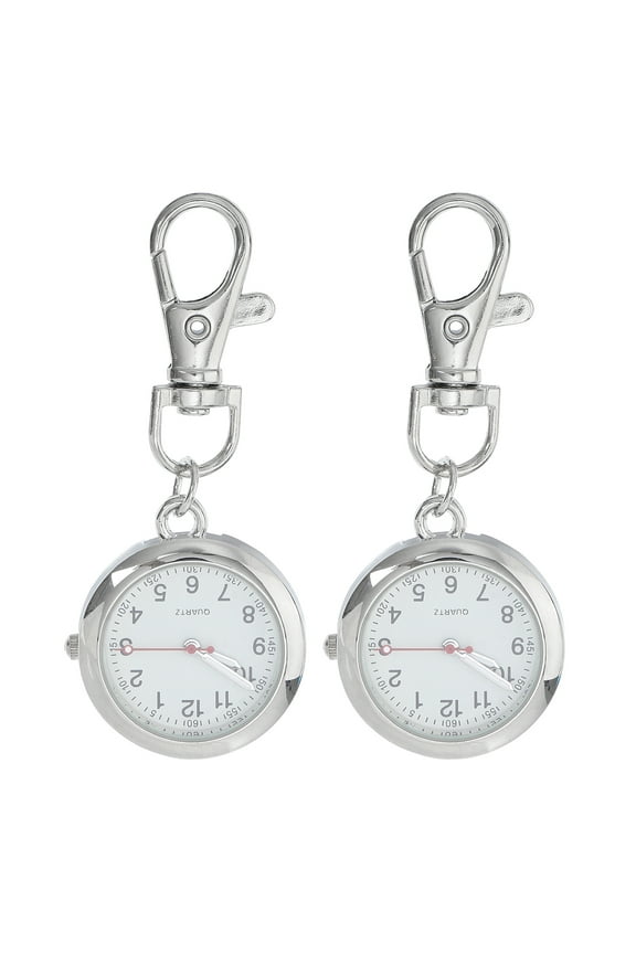2Pcs Round Keyring Watch Classic Nurse Students Pocket Watch Hanging Fob Watches