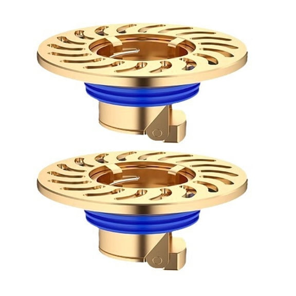 2Pcs Round Shower Floor Drain Copper Round Floor Strainer Antiodor Drainer Shower Strainer Cover Easy to Install