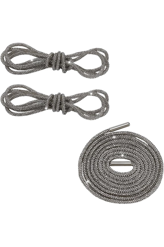 2Pcs Rubber Rhinestone Shoelaces Glitter Rhinestones Rope with Alloy Ends Bling Round Drawstring Cords for Sneakers Hoodies