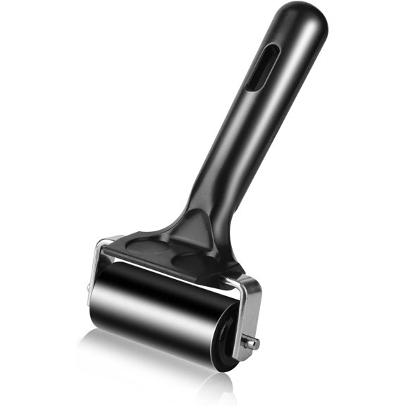 2Pcs Rubber Roller Brayer Rollers Hard Rubber 4 and 2.2 Inch for Printmaking (Black)