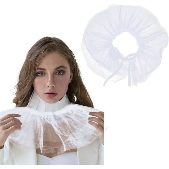 2Pcs Ruffled Collar Detachable Ruffle Ruff Mesh Clown Neck Collar Tulle Clown Choker for Women Outfits Cosplay 2pcs