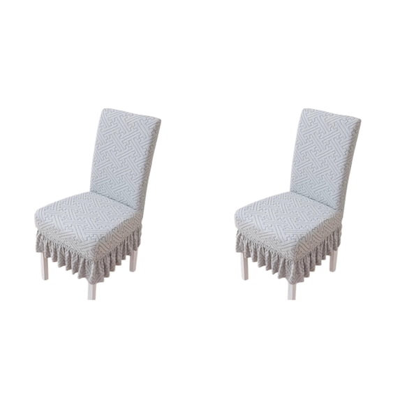 2Pcs Ruffled Skirt Dining Room Chair Slipcovers, Modern Solid Color Chair Covers Stretch Kitchen Chair Protectors for Hotel Ceremony Banquet, Washable Cover,18x21.6x18 Inch