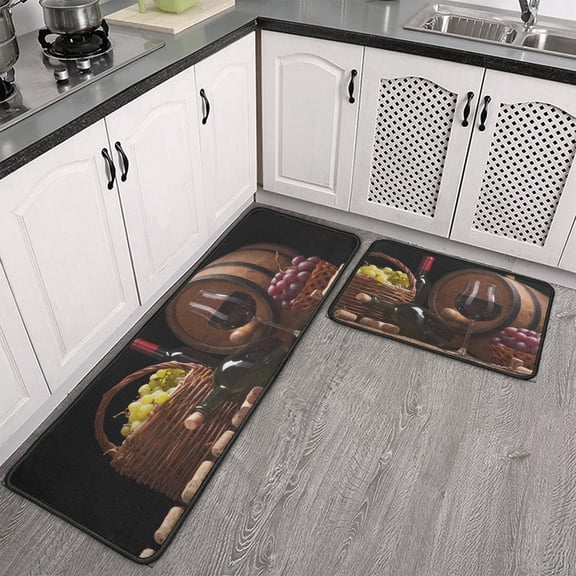 2Pcs Rug Kitchen Absorbant Sets Wine Mats for Outdoor Non Slip Waterproof Standing Kitchen Runner Mats 17\u201dx24\u201d+17\u201dx48\u201d